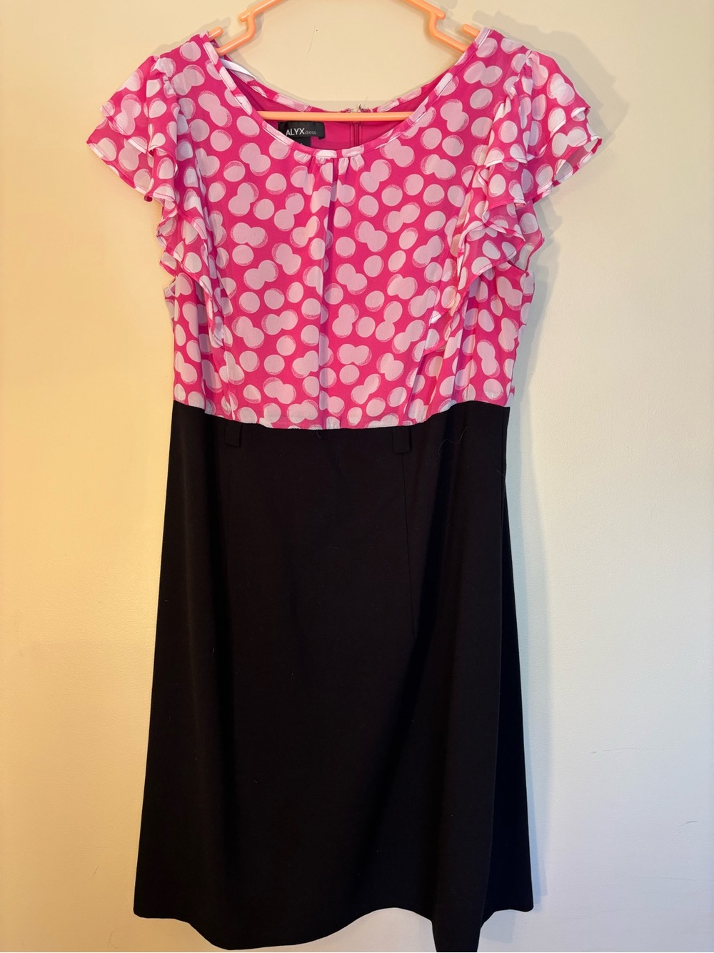 ALYX Pink & Black Polka Dot Ruffle Sleeve Dress